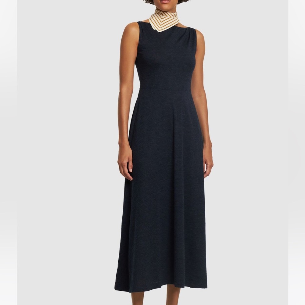 NWT Toteme Navy Jersey Boat Neck Midi Dress